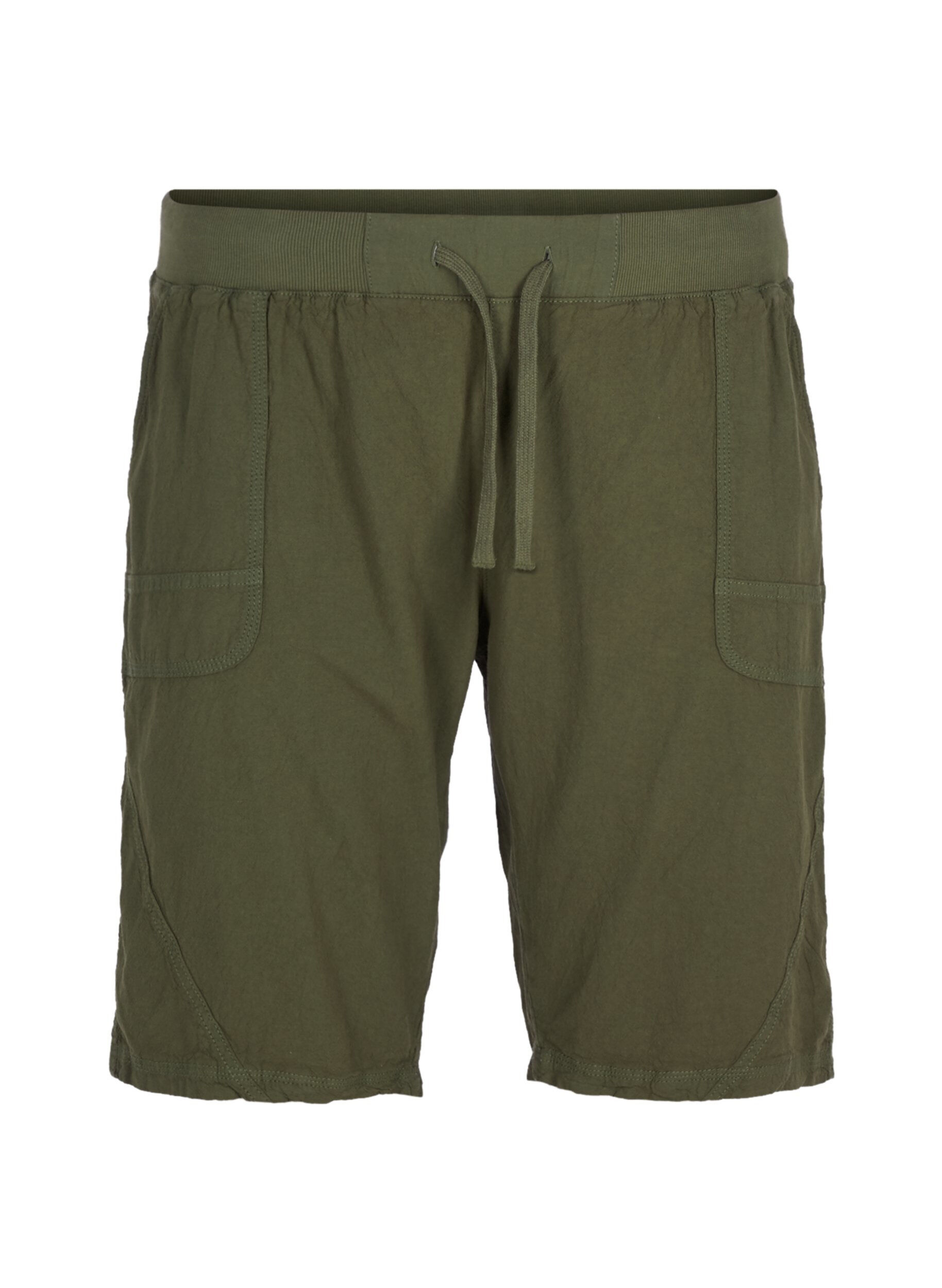 ZizziLosse katoenen short met zakken, Groen, Packshot image number 0
