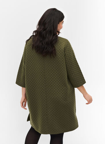 Gestructureerde jurk met 3/4 mouwen, Ivy Green, Model image number 1