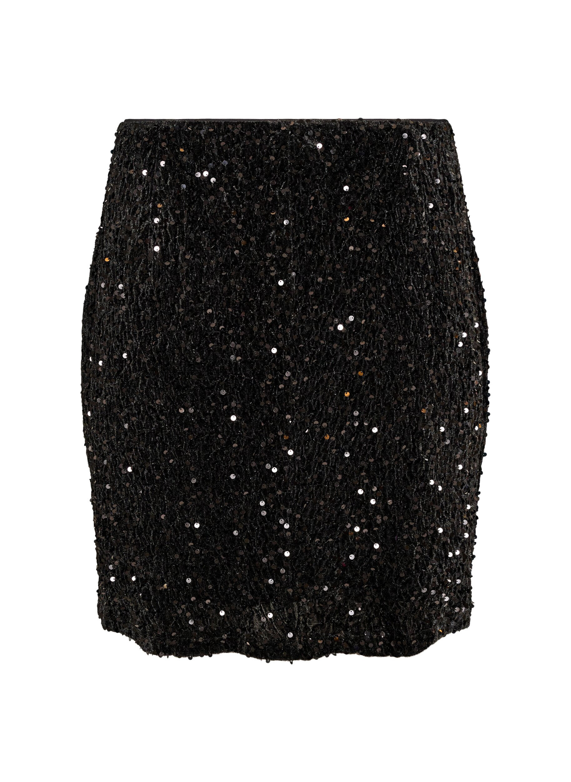 ZizziKorte rok met pailletten, Bruin, Packshot image number 1