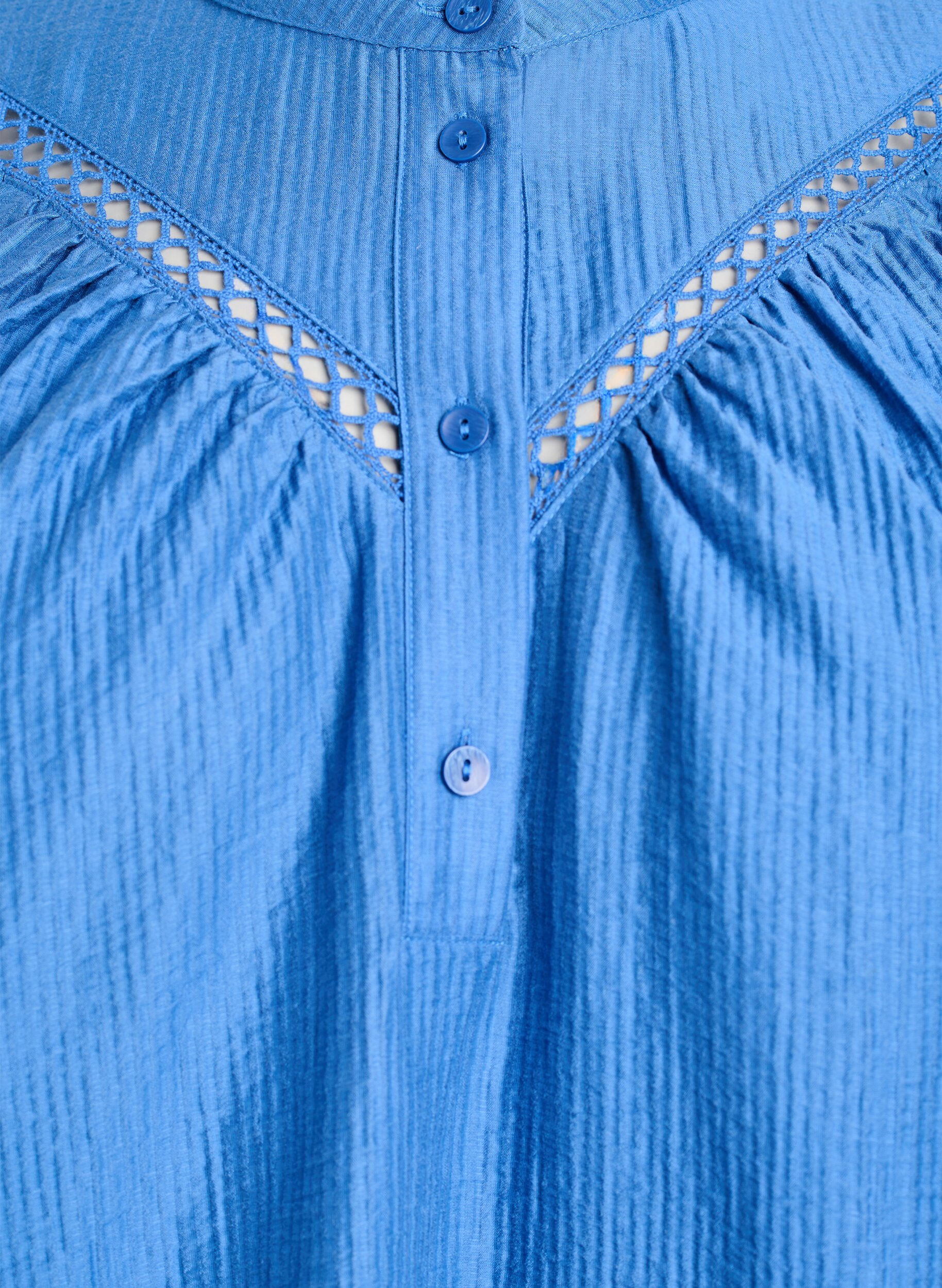 Zizzi Tunic met gehaakte randen en gestreepte textuur, Blauw, Packshot image number 2