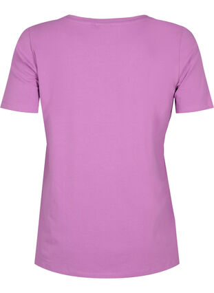 Basic t-shirt in effen kleur met katoen, Iris Orchid, Packshot image number 1
