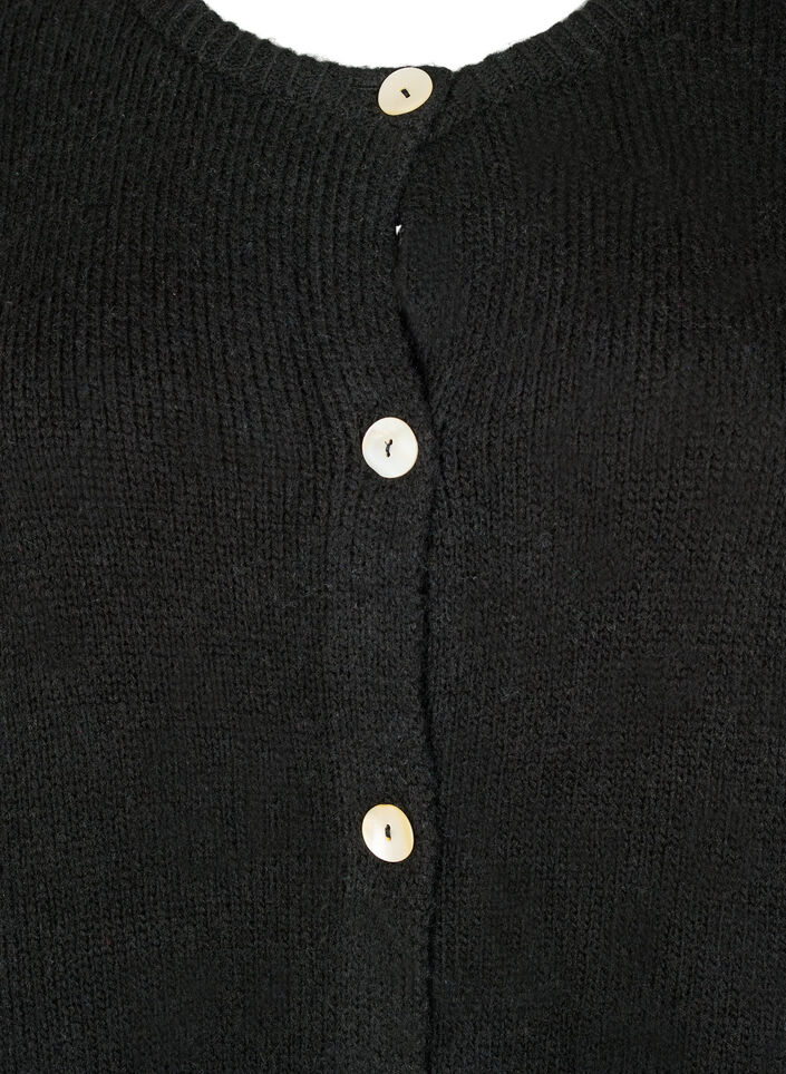 Gebreide cardigan met wol en knoopsluiting, Black Solid, Packshot image number 2
