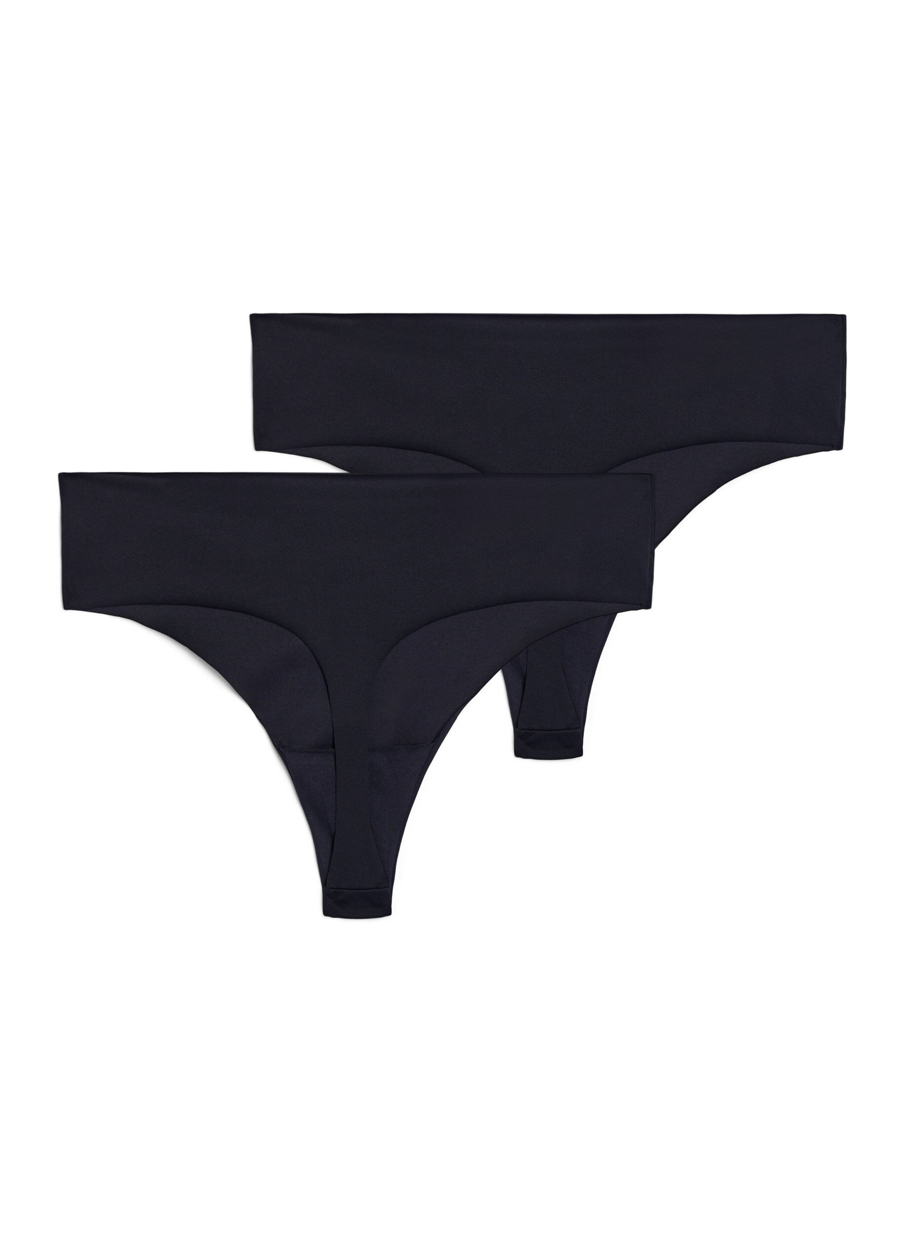 Zizzi 2-pack onzichtbare G-string trainingspanties, Zwart, Packshot image number 1