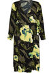 Bloemen wikkeljurk in viscose met een strikceintuur, Zwart, Packshot image number 0