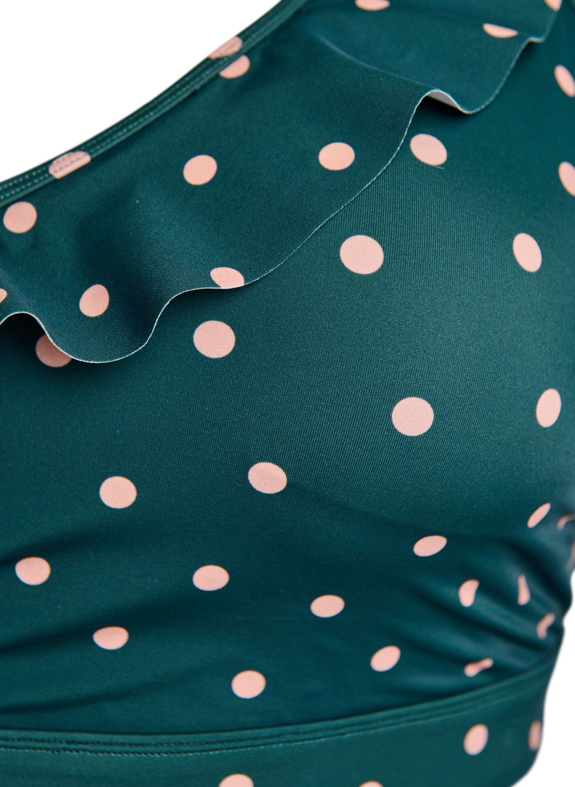 Zizzi Bikinitop met print en ruchesdetails, Groen, Packshot image number 2