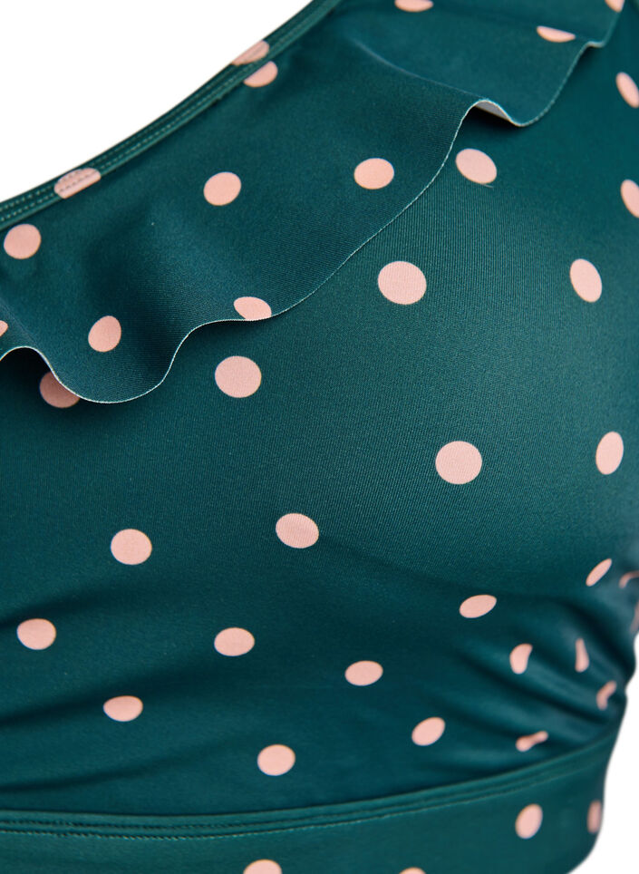 Bikinitop met print en ruchesdetails, Groen, Packshot image number 2