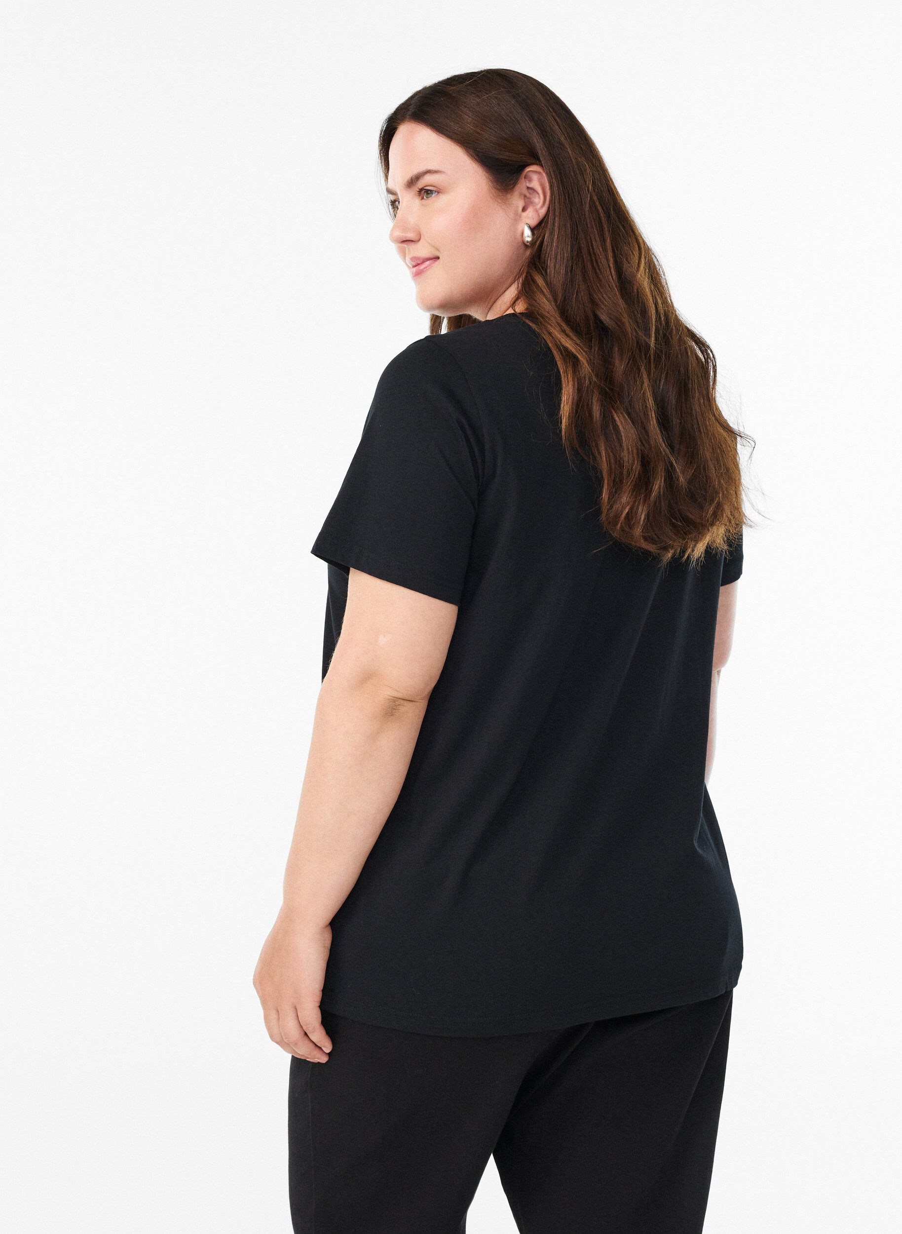 Zizzi Kerst T-shirt van biologisch katoen, Zwart, Model image number 2