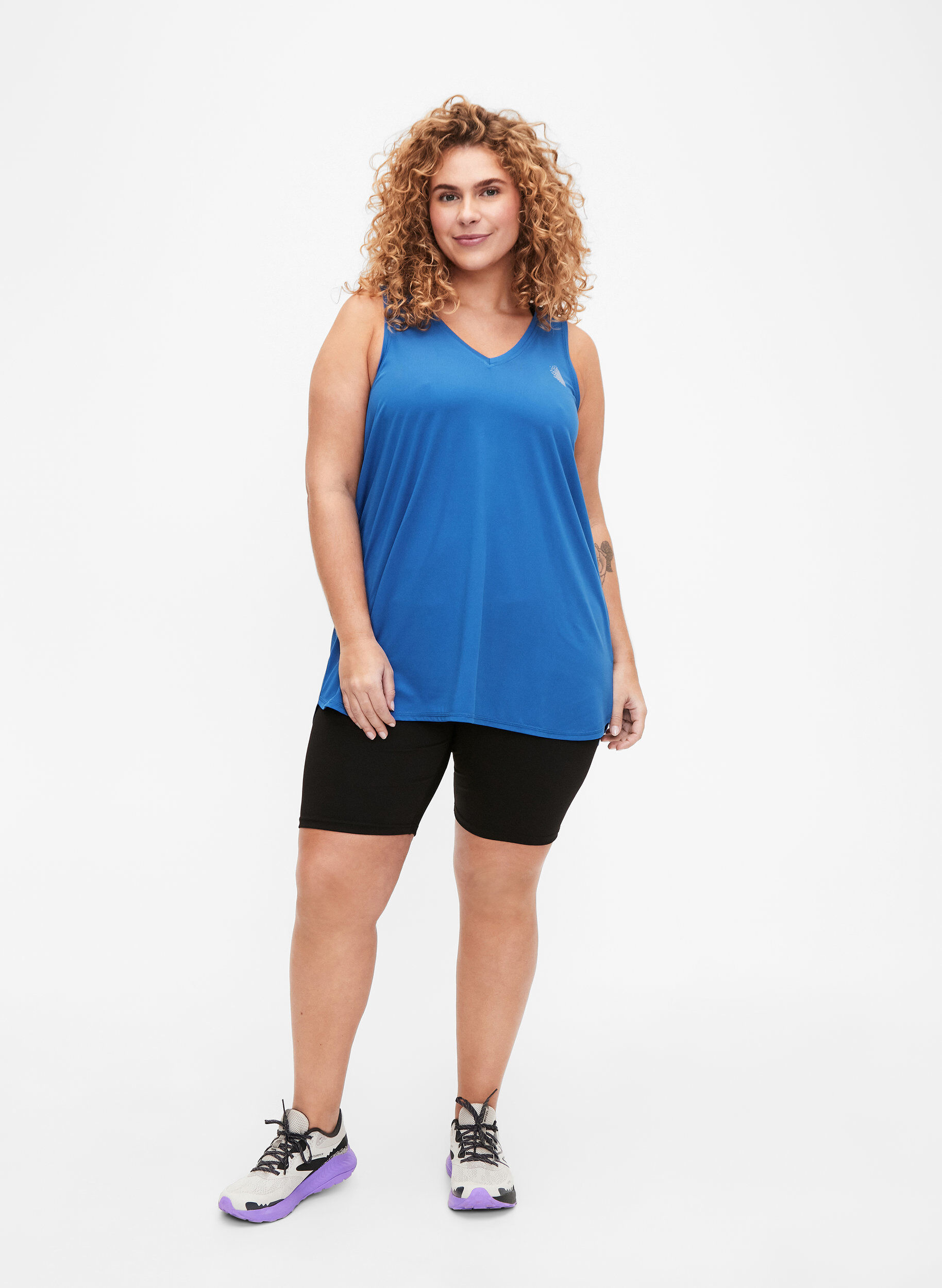 Zizzi Sporttopje met V-hals, Princess Blue, Model image number 2