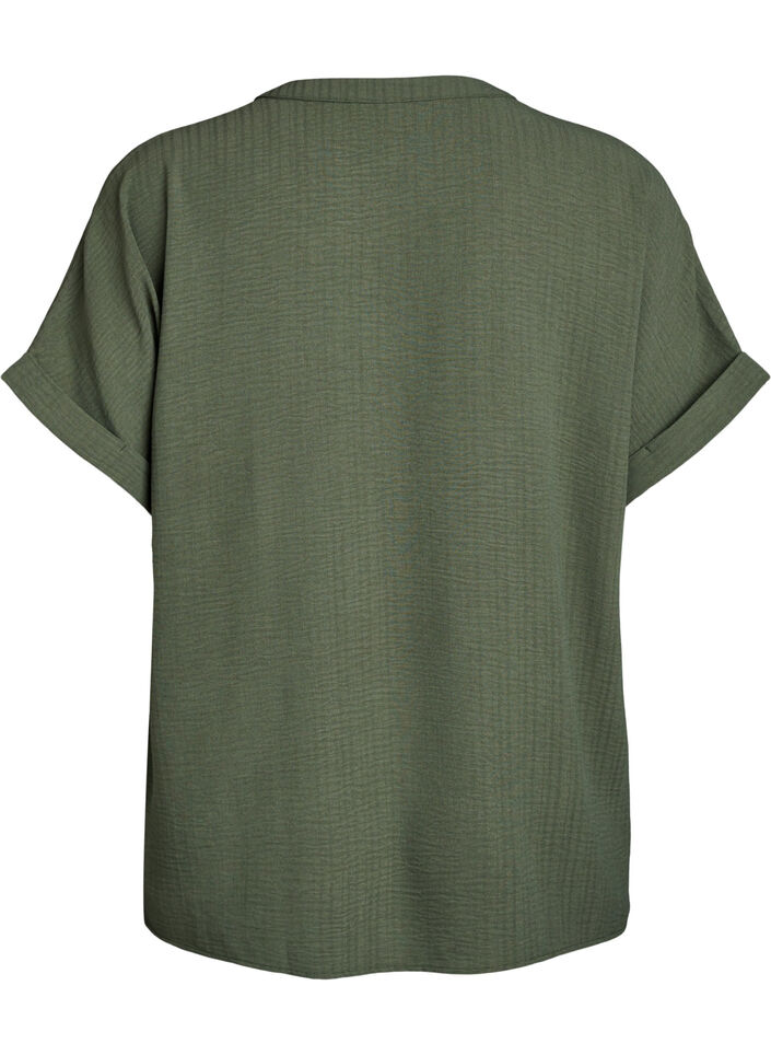Luchtige blouse met korte mouwen, Groen, Packshot image number 1