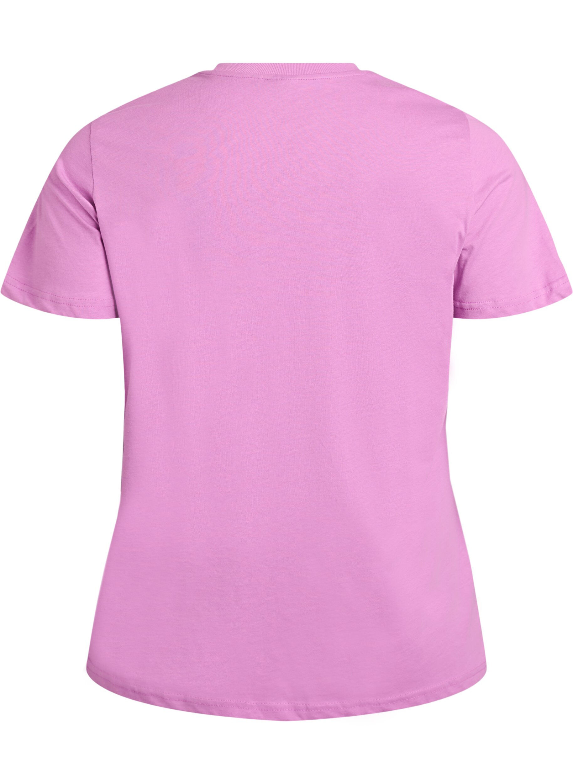 Zizzi Basic katoenen T-shirt met ronde hals, Paars, Packshot image number 1