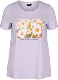 Katoenen t-shirt met a-lijn en print, Thistle Fl. Picture