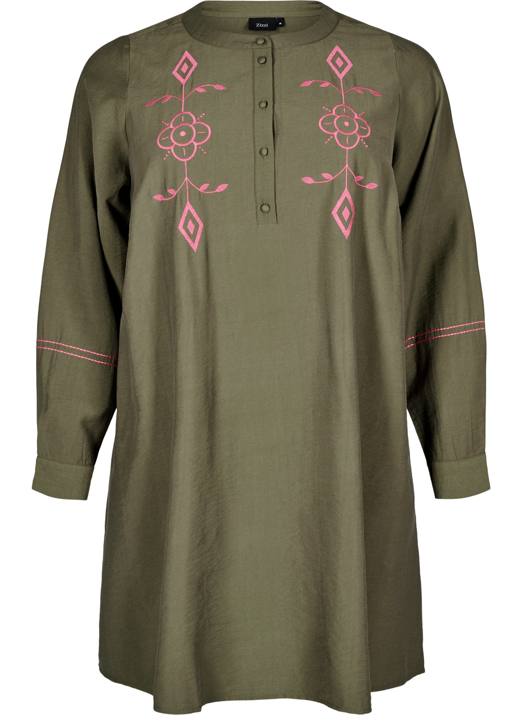 Korte jurk met contrasterend borduursel