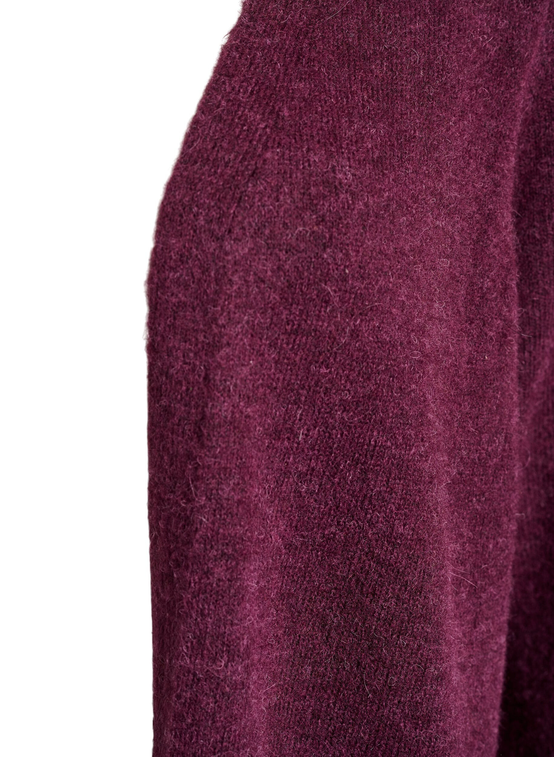 Zizzi Lange cardigan met wol en alpaca gebreid, Rood, Packshot image number 2