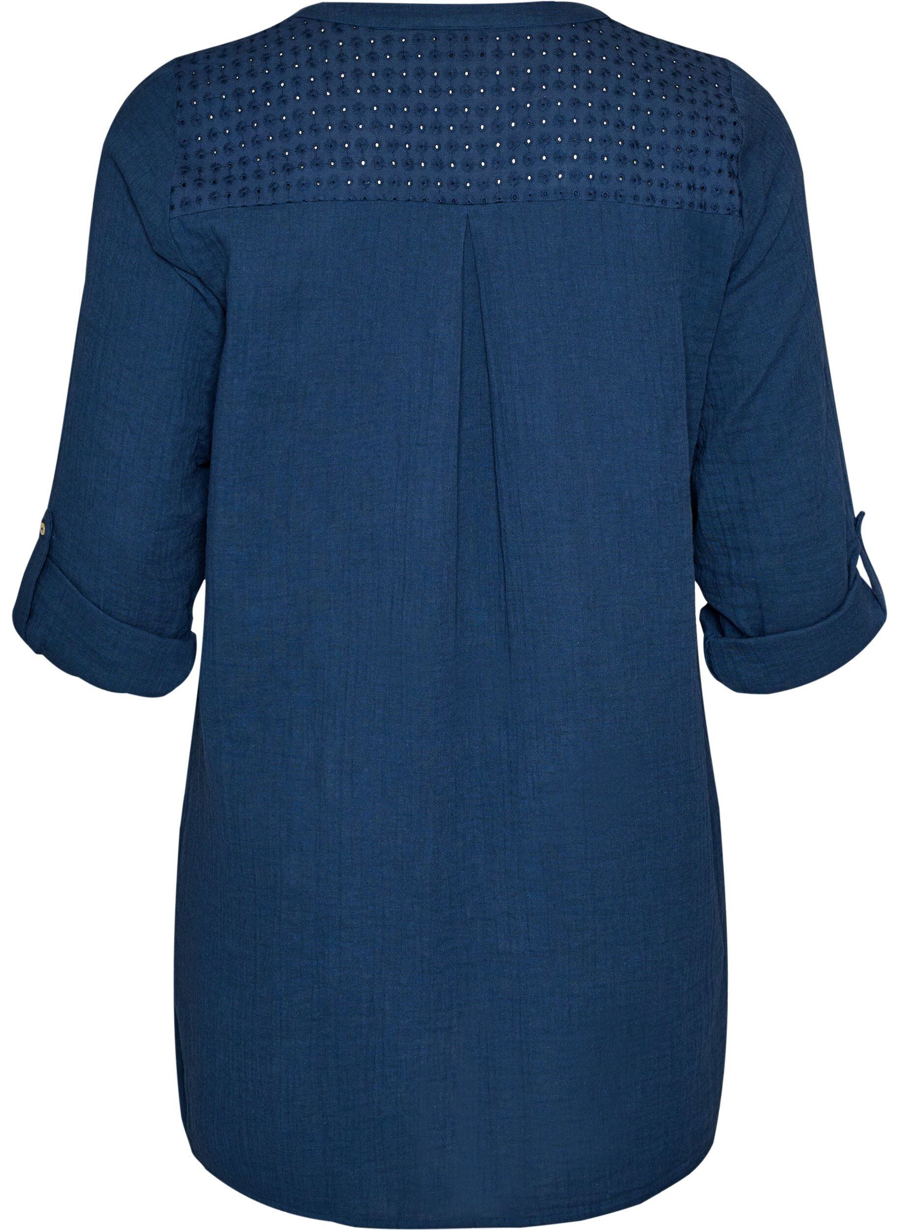 ZizziKatoenen mousseline tuniek met broderie anglaise, Blauw, Packshot image number 1
