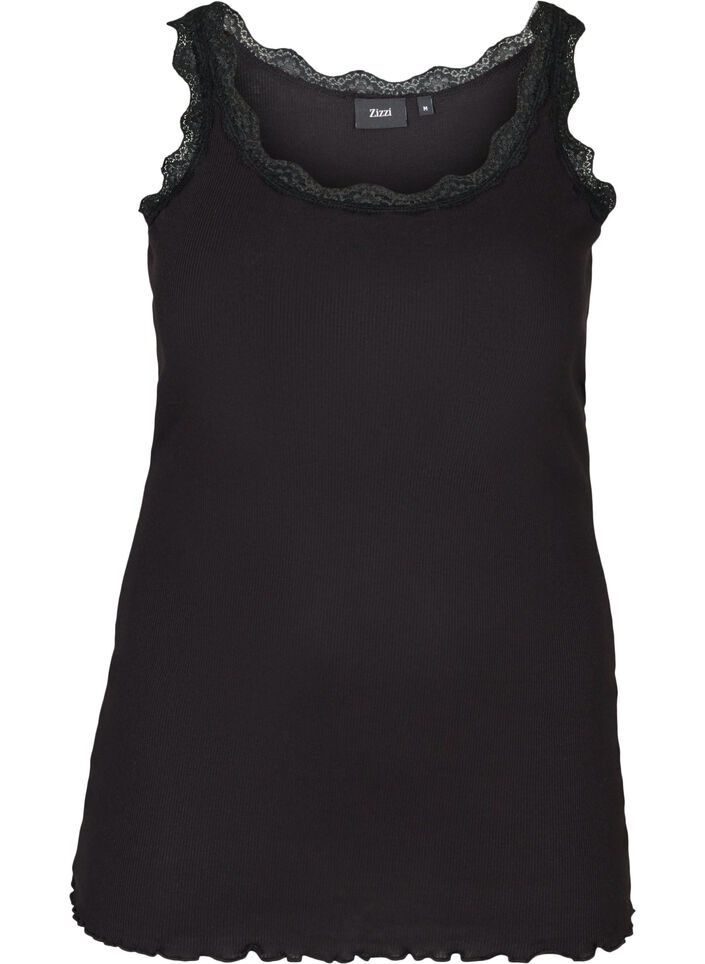 Top met kant, Zwart, Packshot image number 0