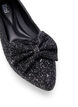 Wijde glitter ballerina met strik, Black, Packshot image number 3