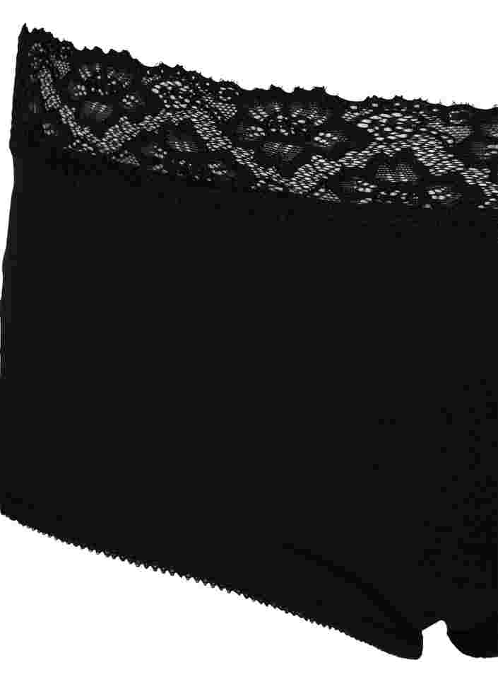 2-pack katoenen panty met kant, Black, Packshot image number 2