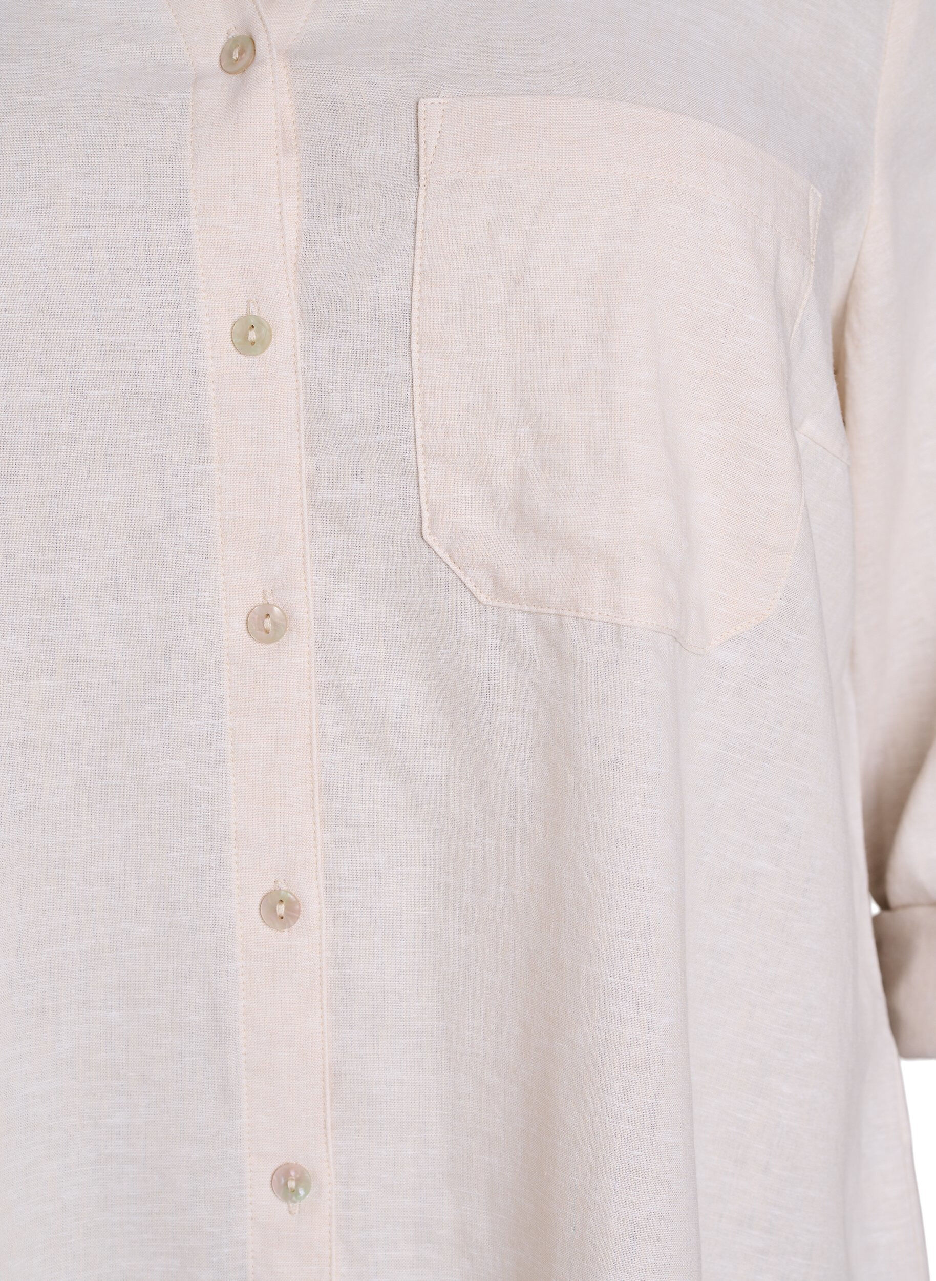 Zizzi Linnen en viscose shirt met 3/4 mouwen, Beige, Packshot image number 2