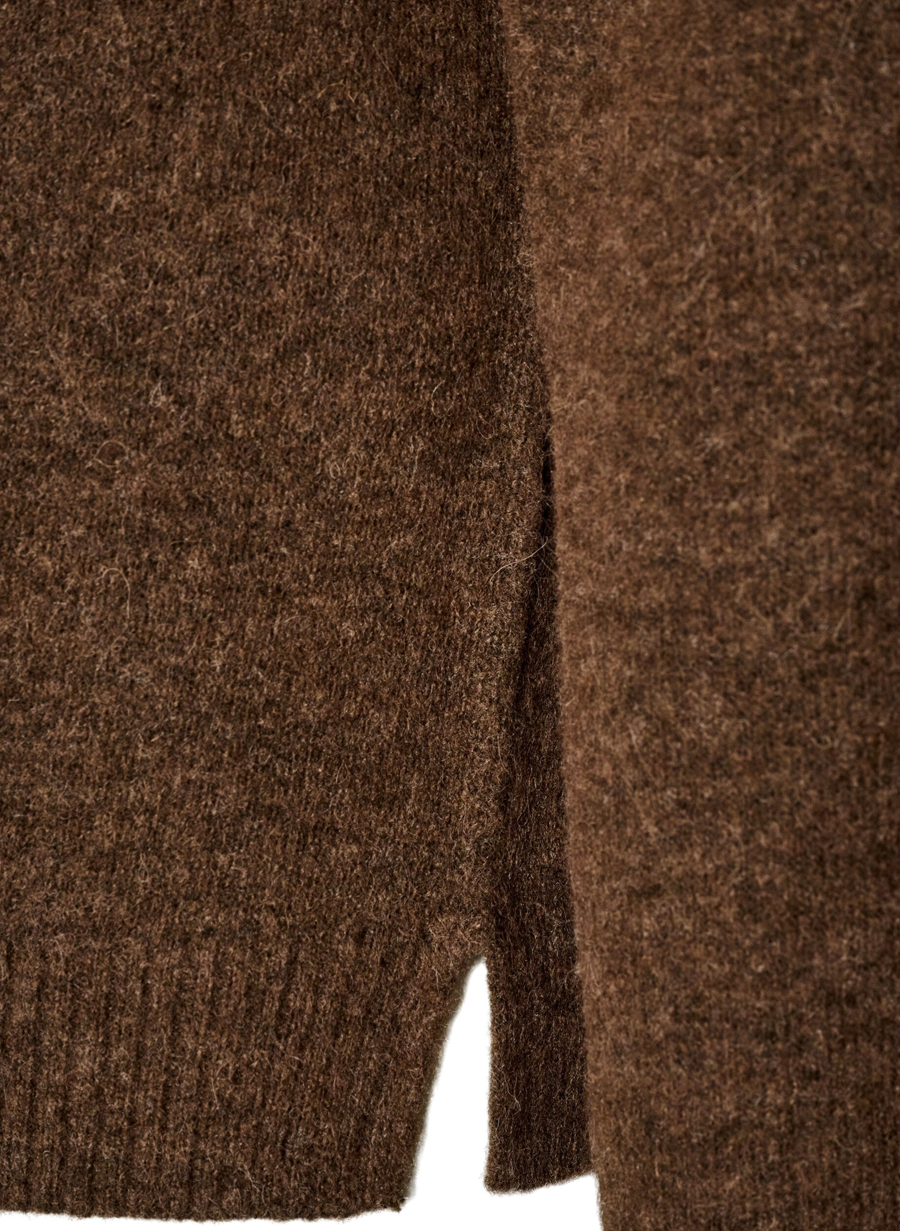 ZizziLosgebreide blouse met alpaca en wol, Bruin, Packshot image number 3