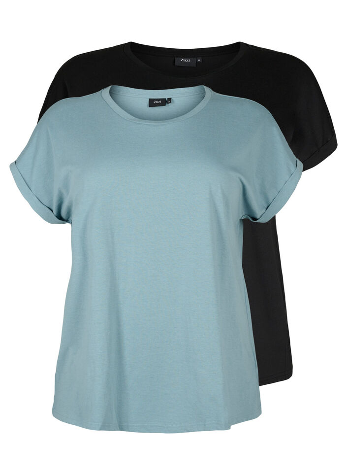2-pack T-shirts met korte mouwen, Blauw, Packshot image number 0