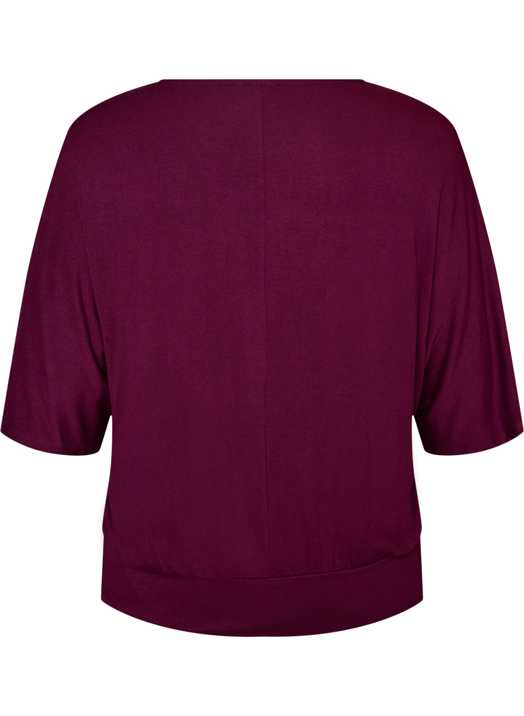 ZizziJersey blouse met halflange ballonmouwen, Paars, Packshot image number 1
