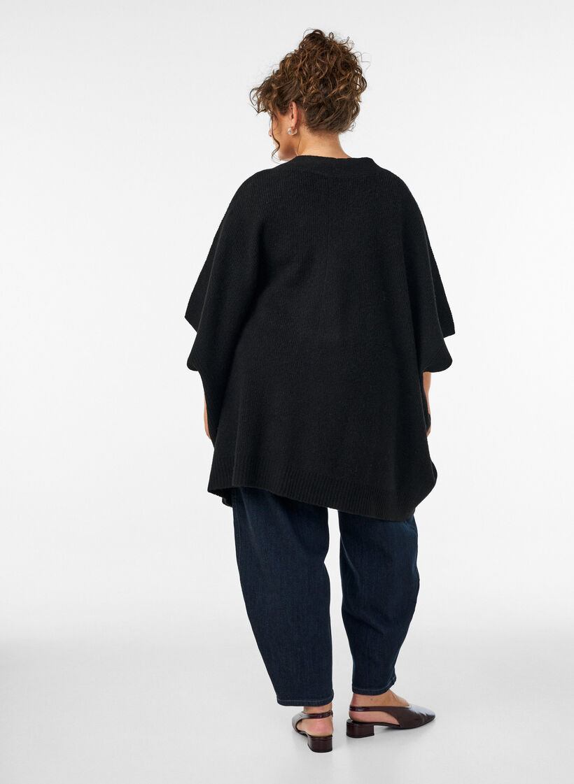 Cardigan met open voorkant en wijde mouwen, Zwart, Model image number 2