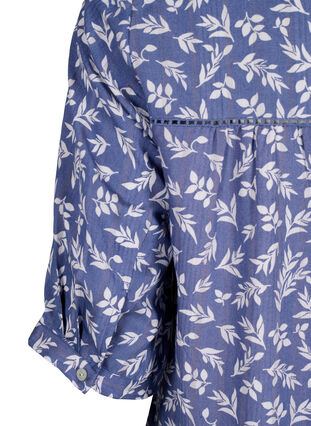 Korte viscose jurk met kanten rand en A-lijn snit, M. Blue Flower AOP, Packshot image number 3