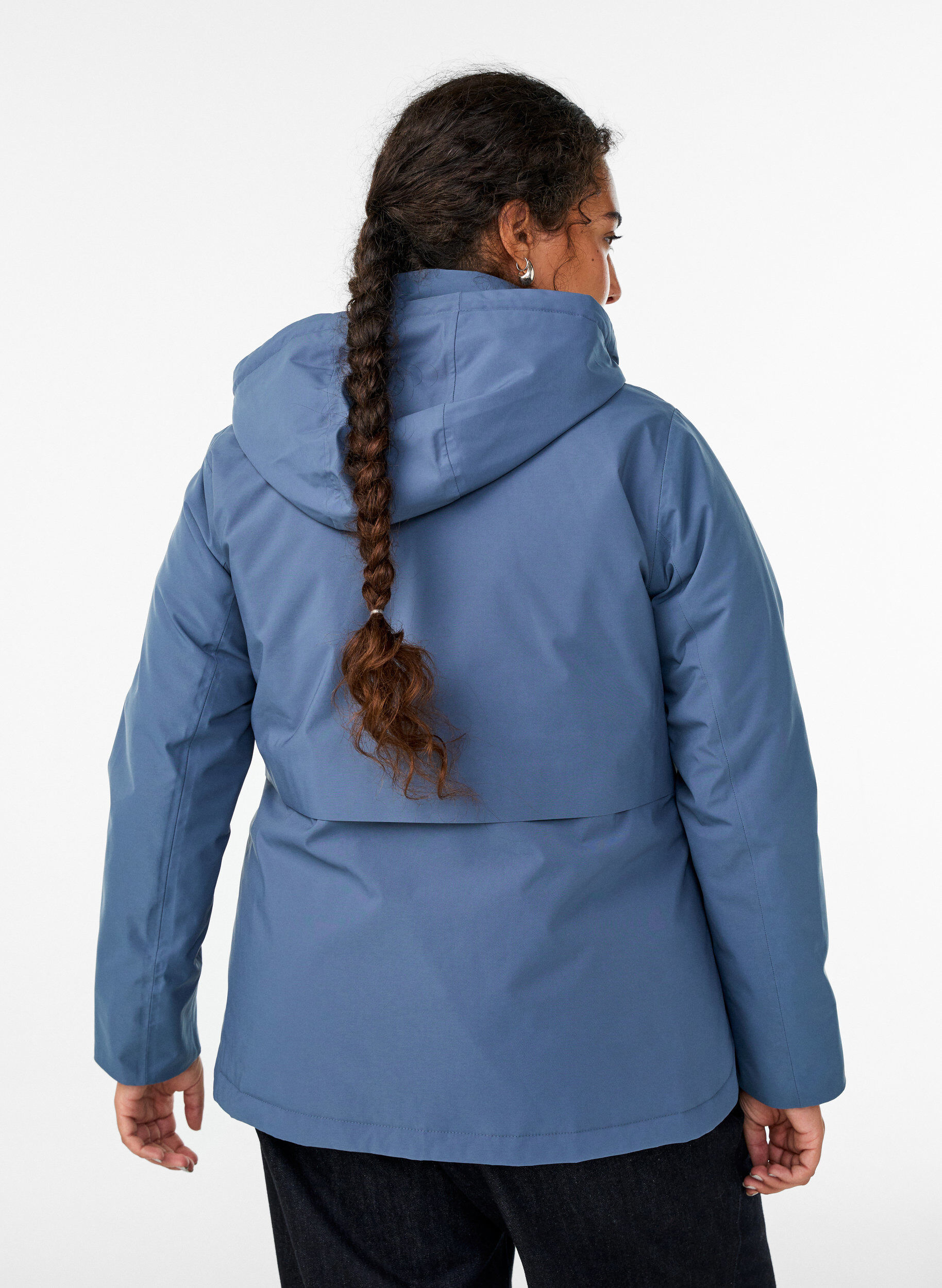 Zizzi Functionele korte winterjas met capuchon, Blauw, Model image number 2