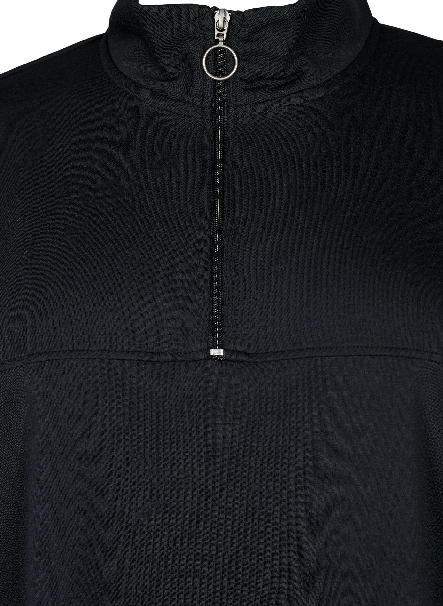 Zizzi Sweatshirt van modalmix met hoge hals, Black, Packshot image number 2