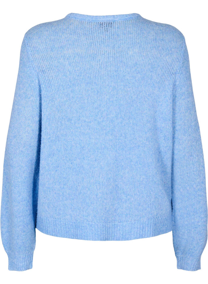 Gebreide cardigan met wol en knoopsluiting, Della R. Blue Mel., Packshot image number 1
