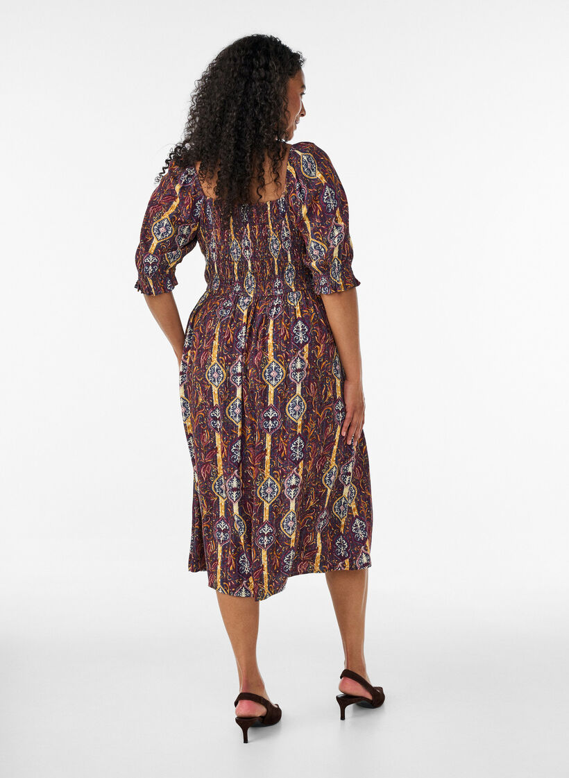 Zomerjurk in viscose met paisley print, Paars, Model image number 1