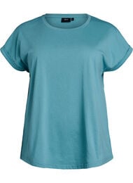 T-shirt met korte mouwen van katoenmix, Blauw