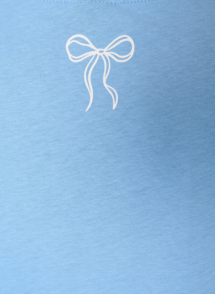 Katoenen T-shirt met V-hals en print aan de voorkant, Blauw, Packshot image number 3
