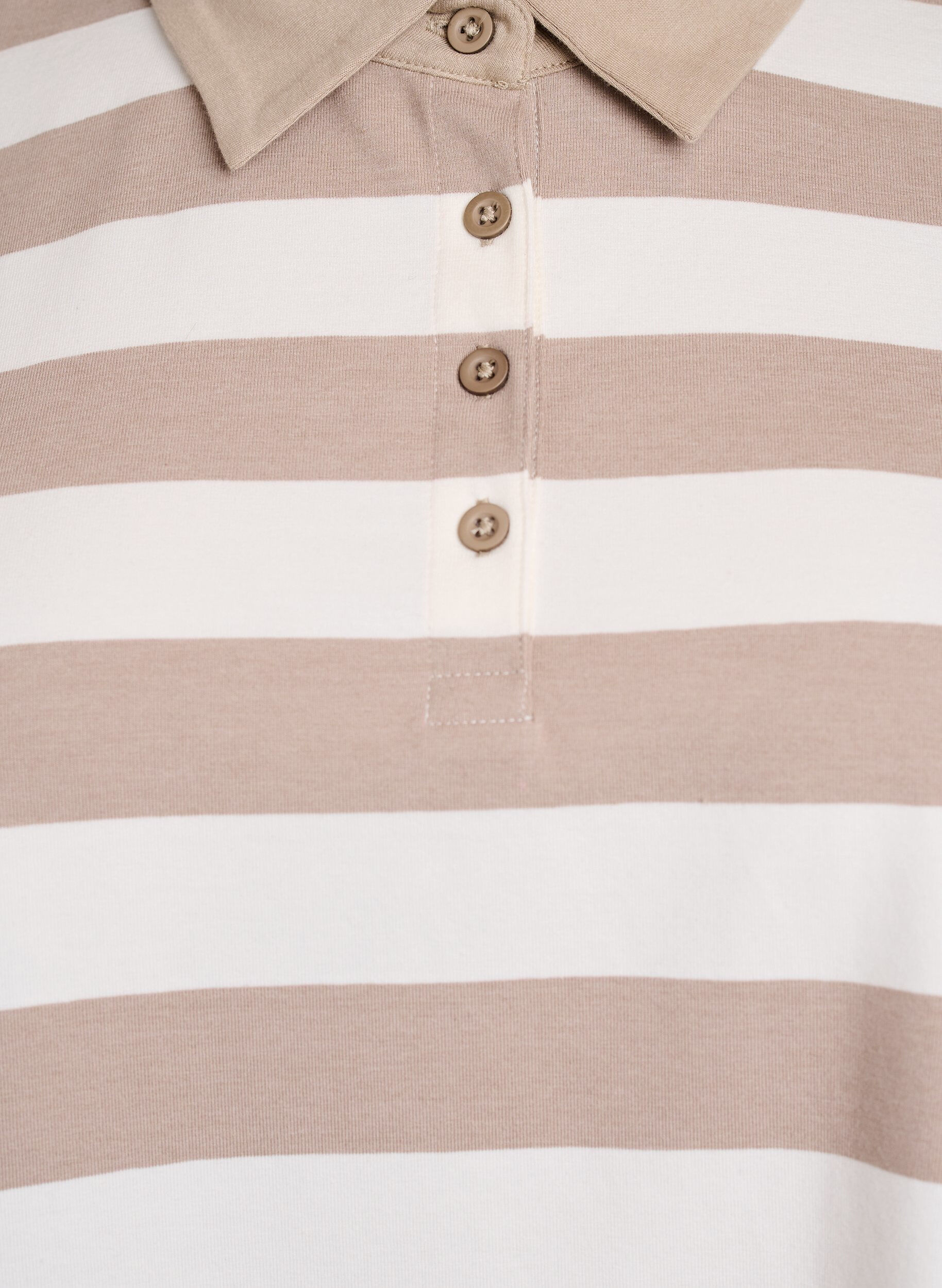Zizzi Polo shirt met lange mouwen en strepen, Beige, Packshot image number 2