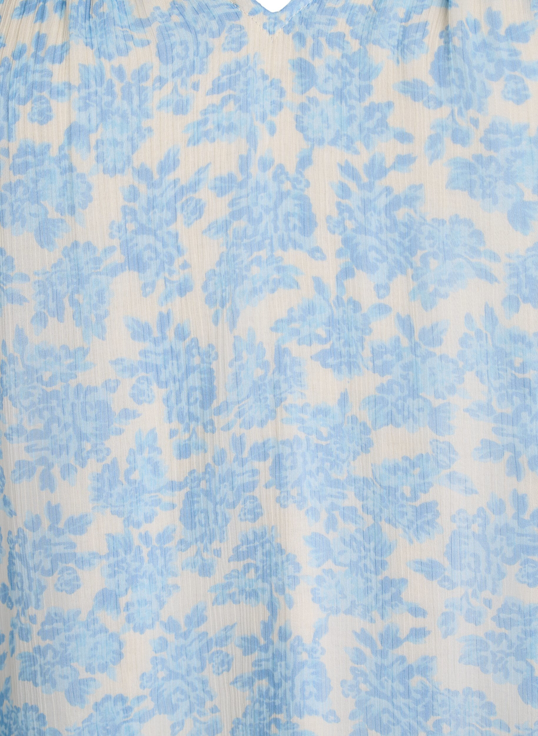 Zizzi Chiffonblouse met bloemenprint en gehaakte bies, Blauw, Packshot image number 2