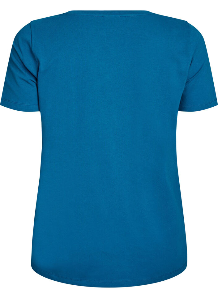 Basic effen katoenen t-shirt, Blauw, Packshot image number 1