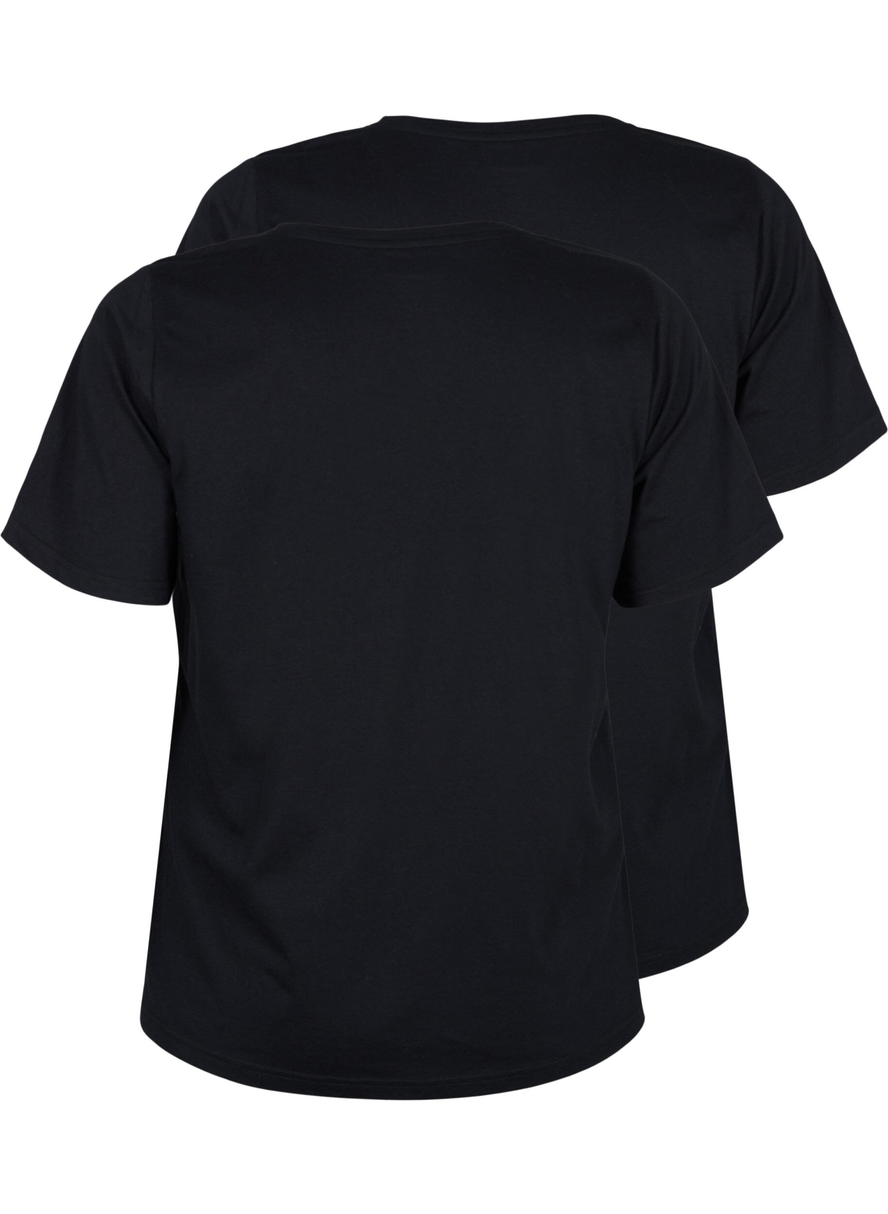 Zizzi 	 FLASH - 2-pack v-hals t-shirts, Black/Black, Packshot image number 1