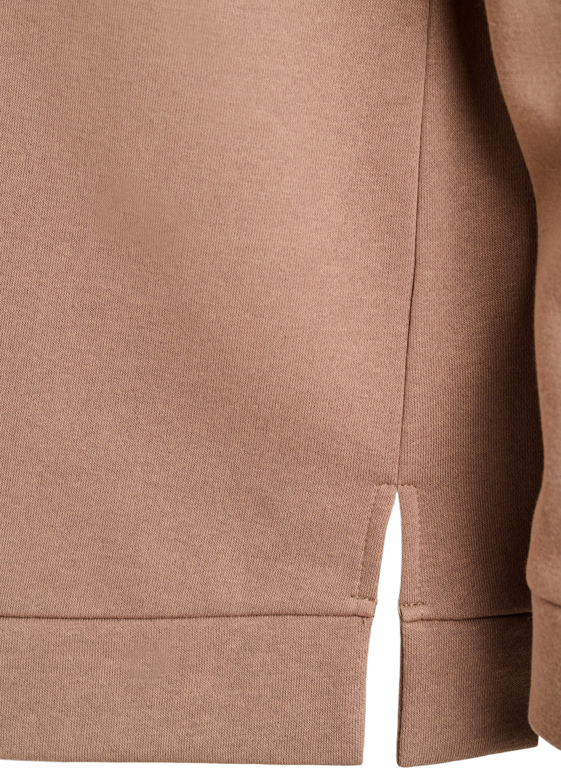 Zizzi Sweatshirt met hoge hals en ritssluiting, Bruin, Packshot image number 3