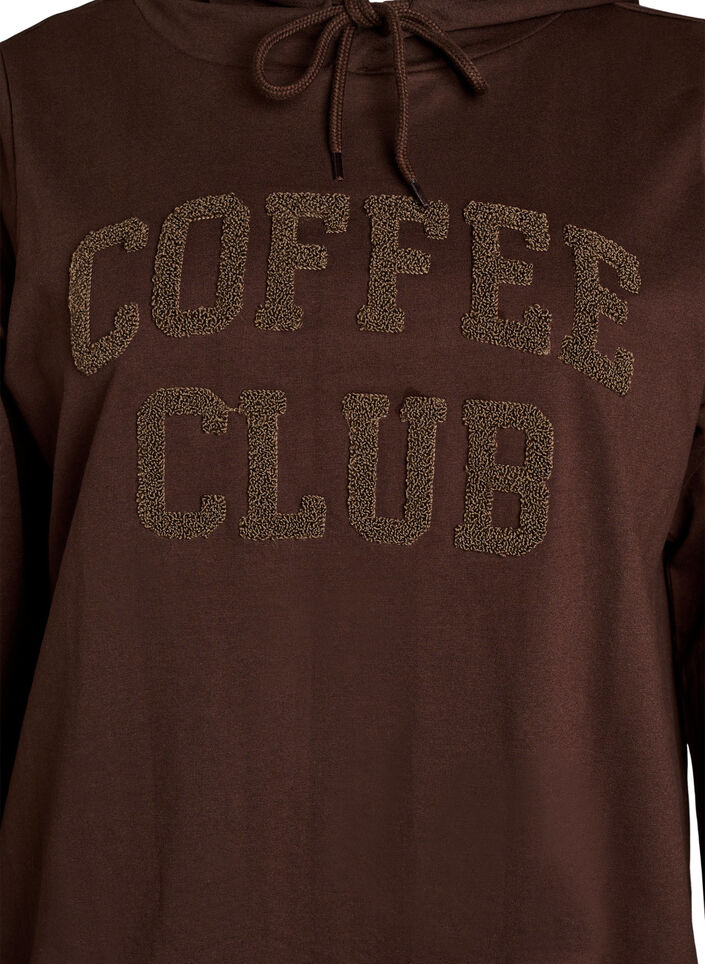 Hoodie met een terry tekstmotief, Bruin, Packshot image number 2
