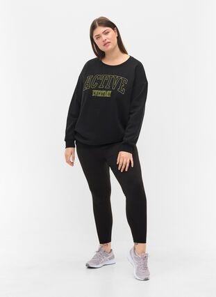 Sweatshirt met sportieve print, Black, Model image number 2
