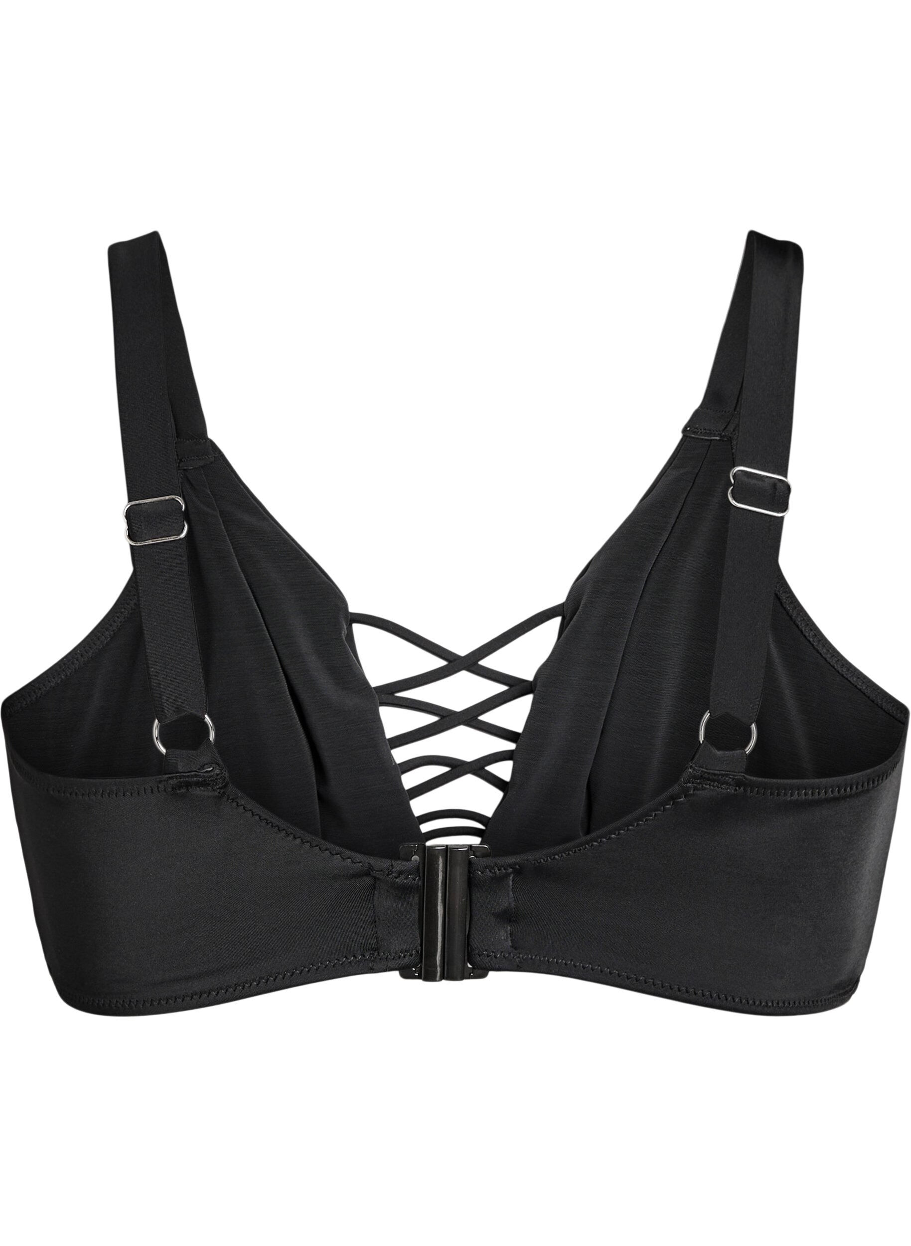 Zizzi Bikinitop met stringdetail, Zwart, Packshot image number 1