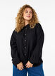Linnen en viscose shirt met lange mouwen, Zwart, Model image number 0