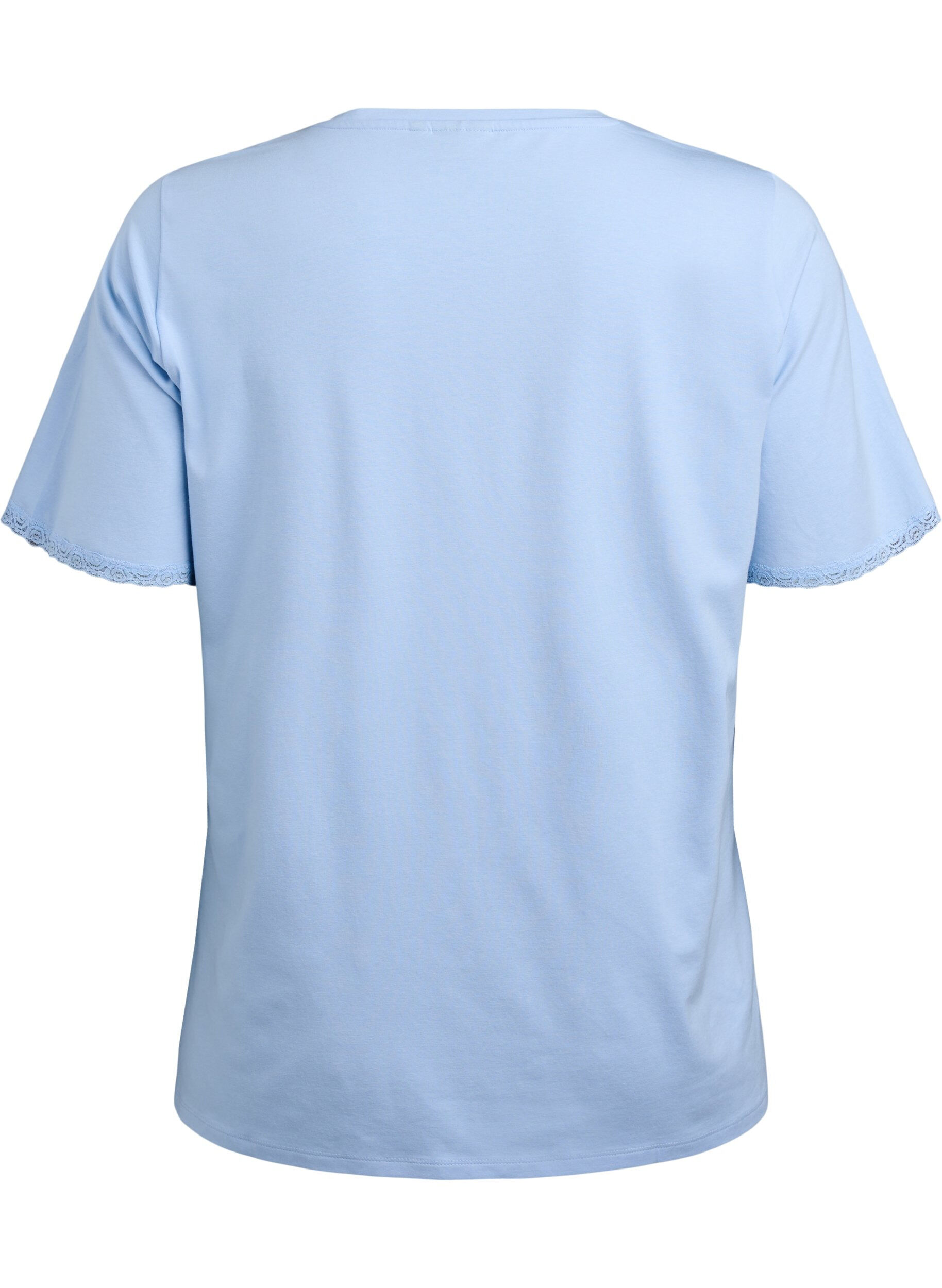 Zizzi Modal-mix T-shirt met V-hals, Blauw, Packshot image number 1