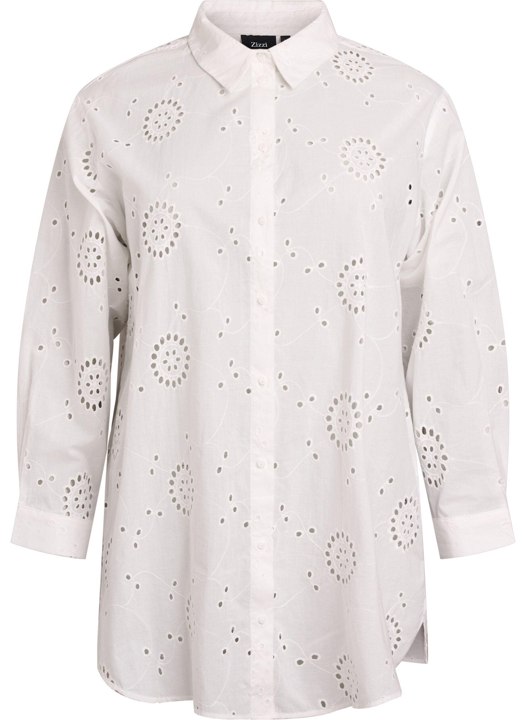 Zizzi Katoenen tuniek met broderie anglaise, Wit, Packshot image number 0
