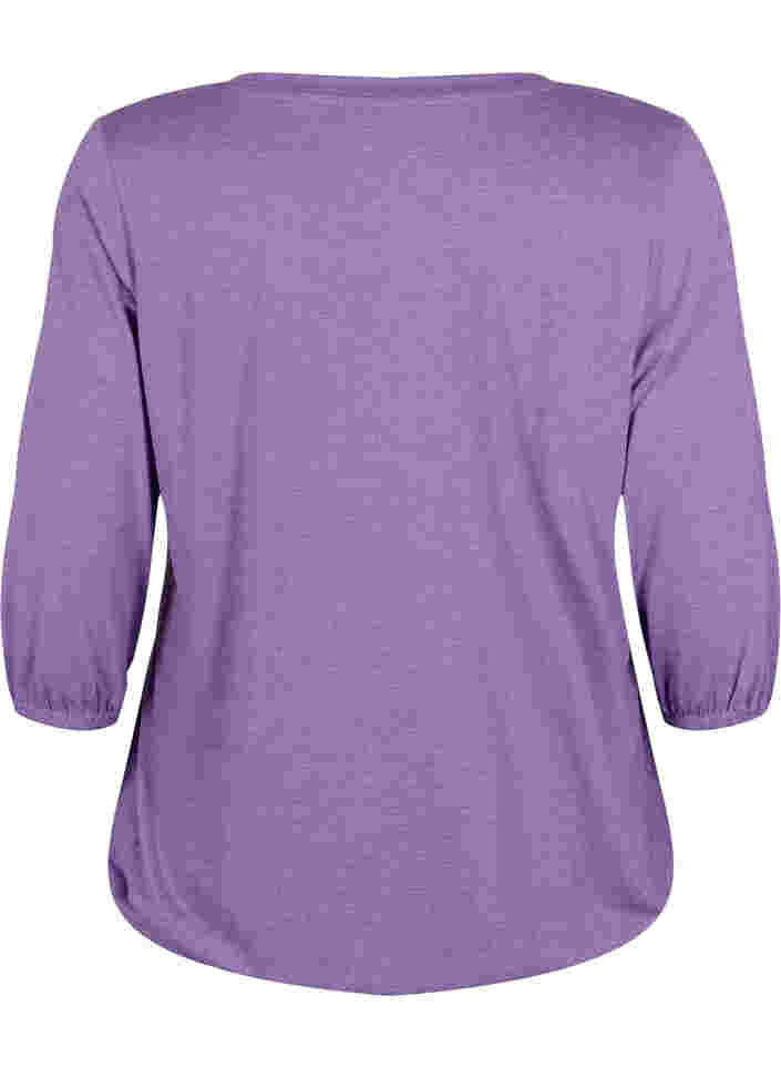 Gemêleerde blouse met v-hals, Deep Lavender Mél, Packshot image number 1