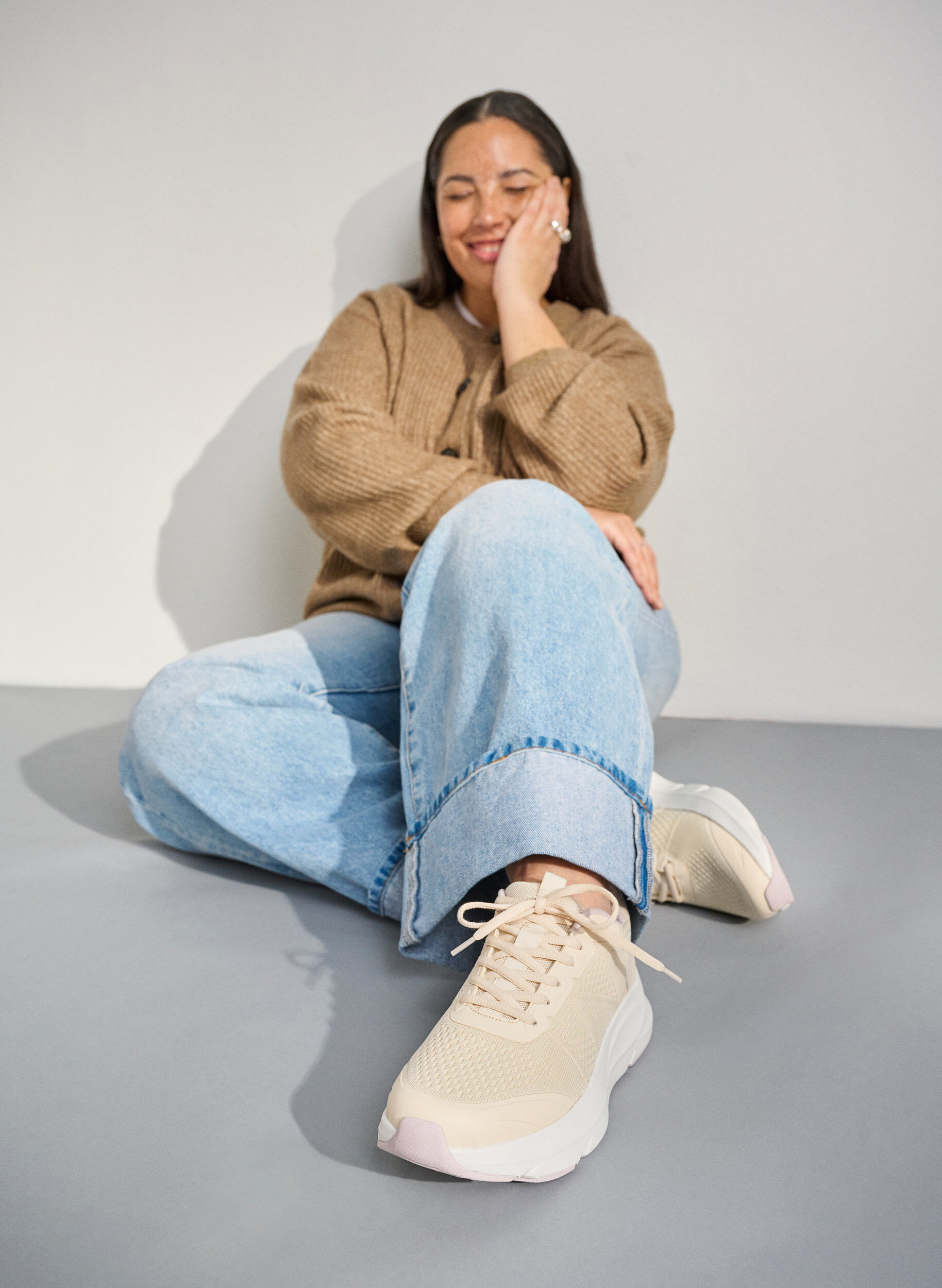 Zizzi Wide fit - Comfort sneakers met schokabsorberende zool, Beige, Image image number 0