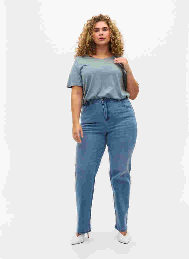 Jeans met extra hoge taille, Light blue, Model