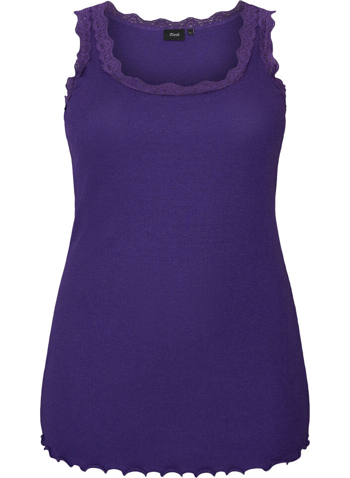 Top met kant, Paars, Packshot image number 0