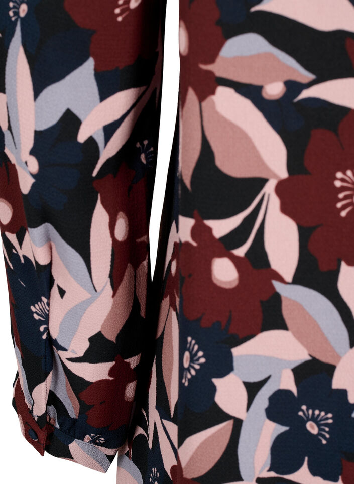 Jurk met V-hals en print, Black R. Flower AOP, Packshot image number 3