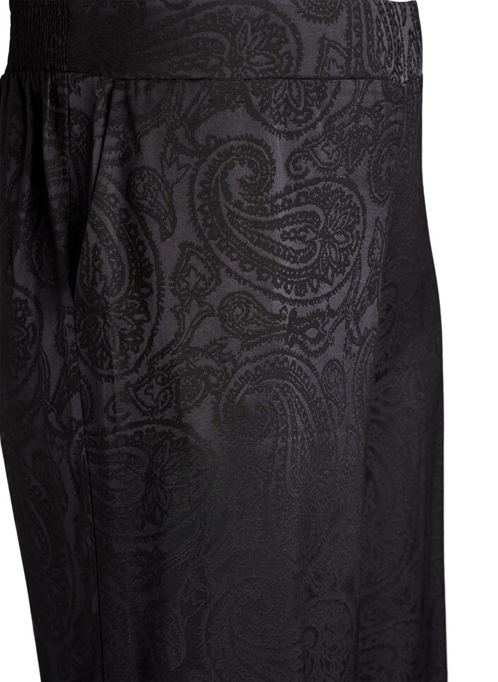 Losse broek met paisleypatroon en hoge taille, Zwart, Packshot image number 2